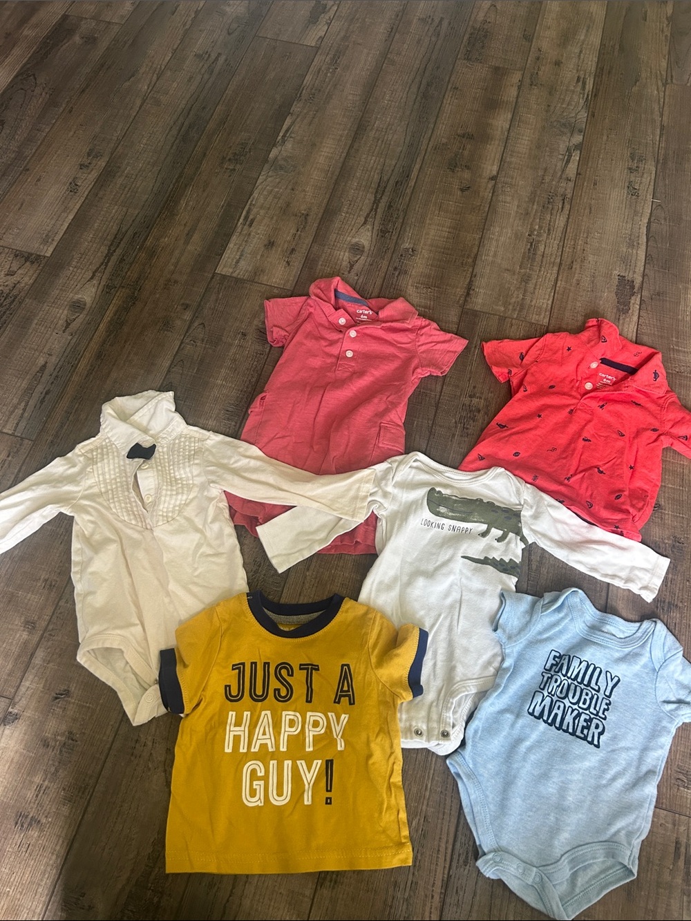 Carter's Coral, Red, Yellow, Blue & White Kids Short-Sleeve Tops Bundle